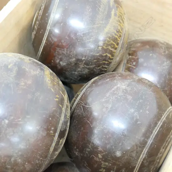 CRATE WOODEN LAWN BOWLS ETC