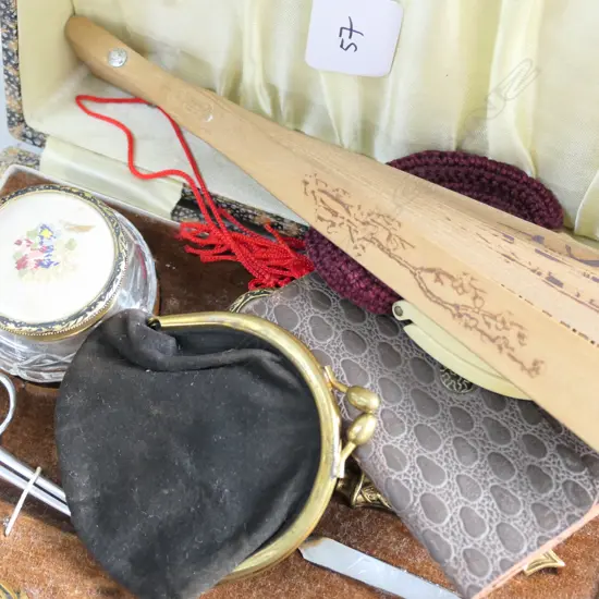 MANICURE SET, FAN AND COIN PURSES