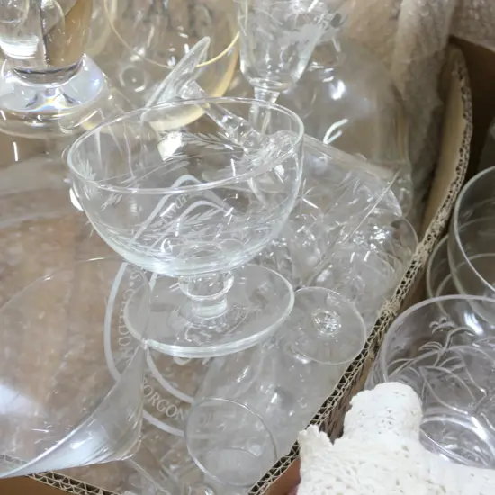 BOX OF ASST CRYSTAL/HORSE CUSHIONS ETC