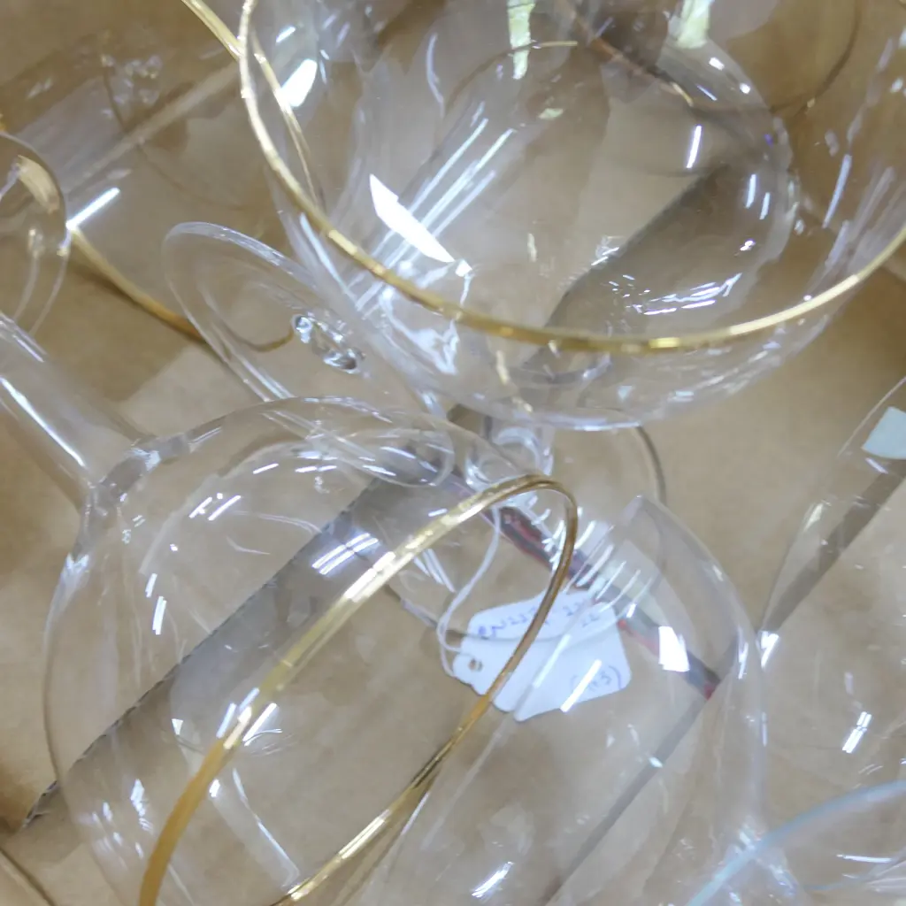 7 HARLEQUIN HOLLOW STEMMED CRYSTAL CHAMPAGNE FLUTES Image 1++