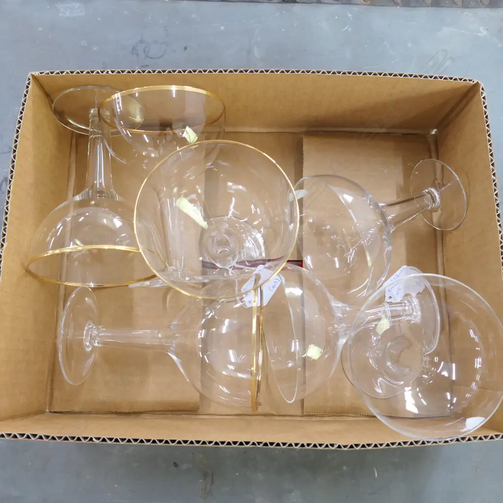 7 HARLEQUIN HOLLOW STEMMED CRYSTAL CHAMPAGNE FLUTES Image 1++