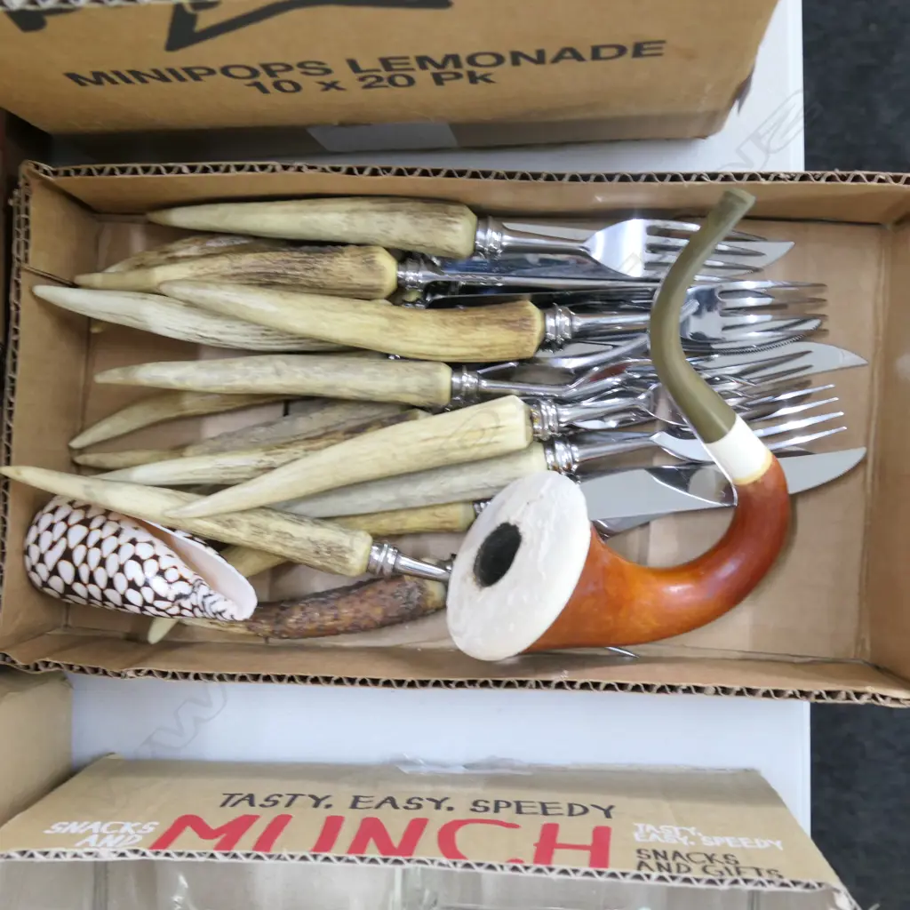 LOT ASST INCL. ANTLER HANDLED CUTLERY ETC Image 1++