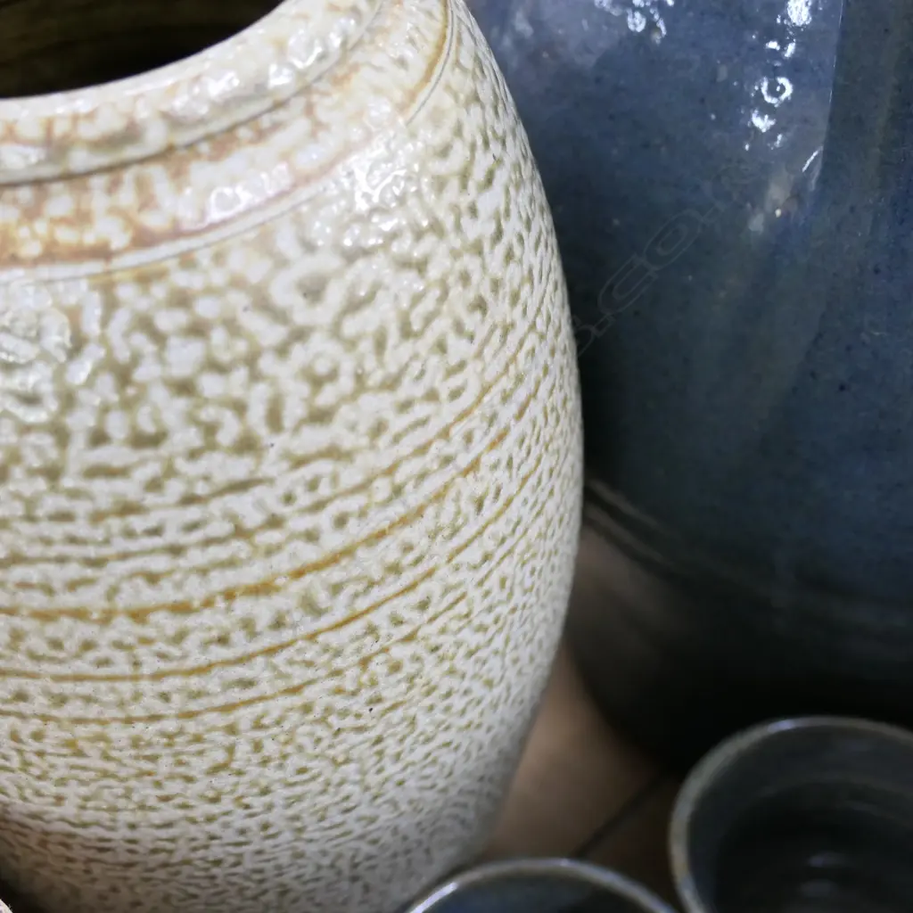 POTTERY FLASK + 2 CUPS + SALT GLAZE VASE H 400 MM Image 1++