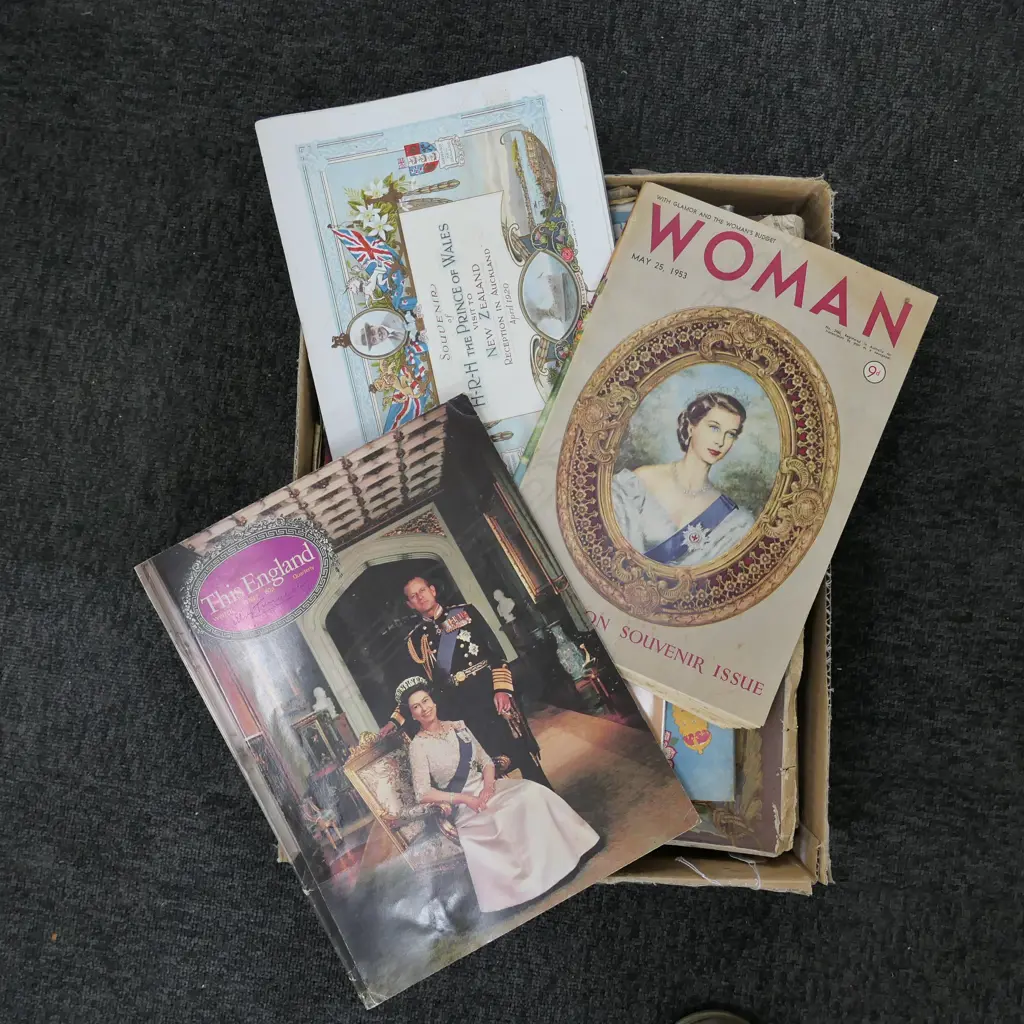 BOX OF ASSORTED PRINTED ROYALTY EPHEMERA Image 1++