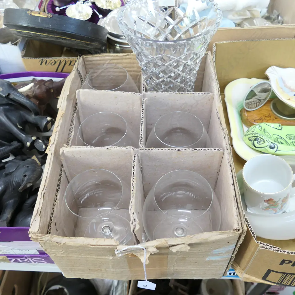 5 BRANDY BALLOONS + CRYSTAL VASE Image 1++