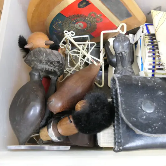 BOX OF MISCELLANEOUS, CARDS, DRILL BRACE ETC
