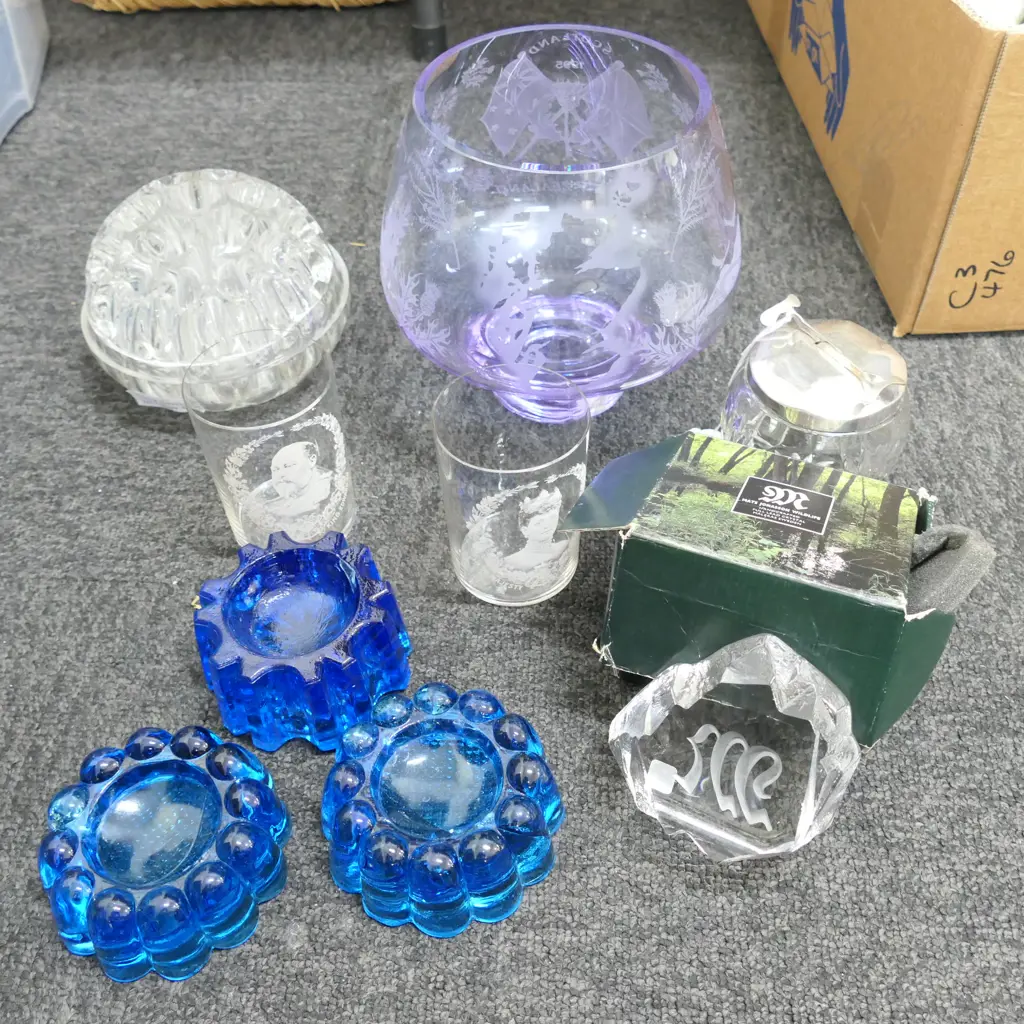 LOT ASST GLASS + CRYSTAL INCL. CASTOR CUPS Image 1++