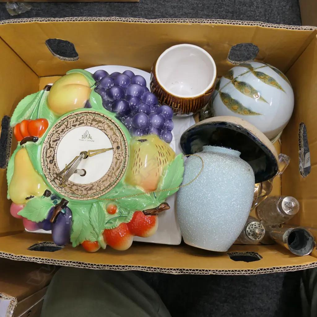 LOT VINTAGE GERMAN FRUIT CLOCK ETC Image 1++