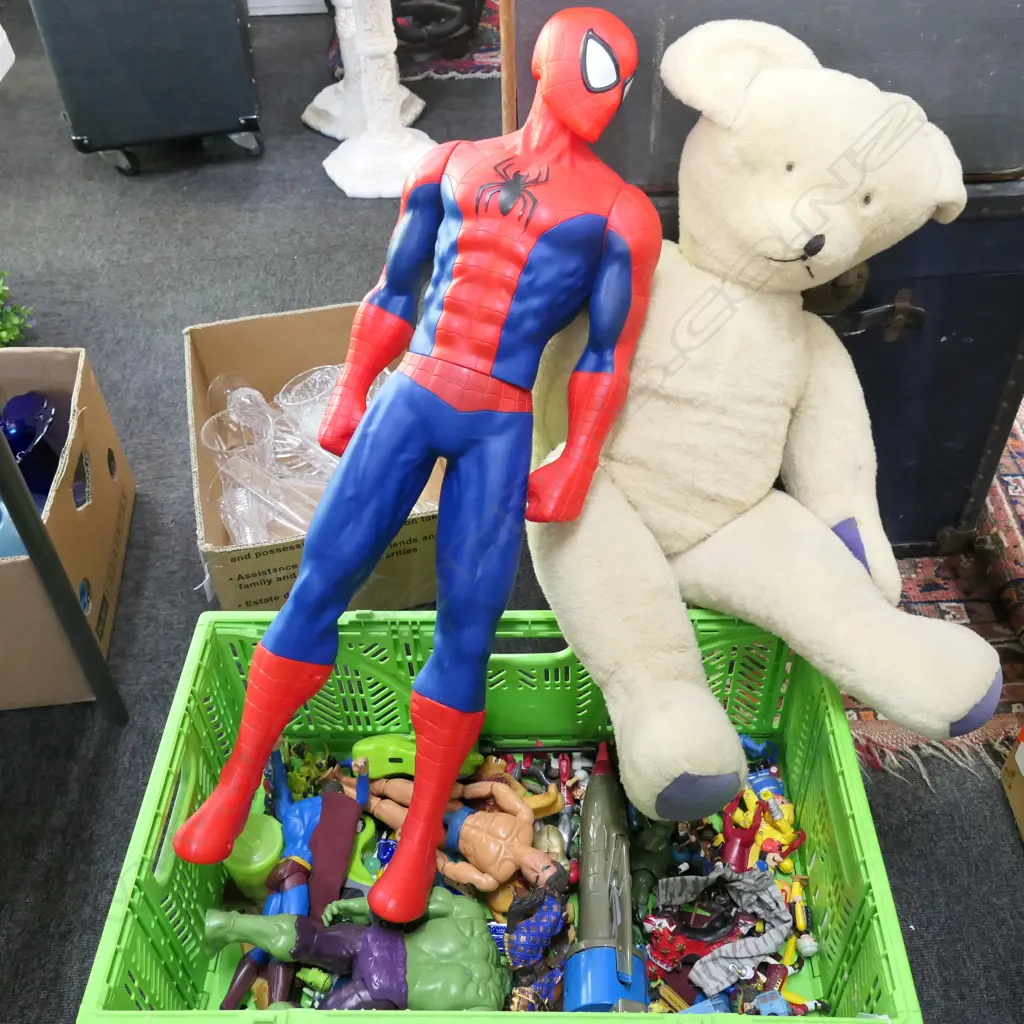 LOT INCL LARGE VINTAGE JOINTED TEDDY BEAR Image 1++