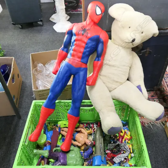 LOT INCL LARGE VINTAGE JOINTED TEDDY BEAR