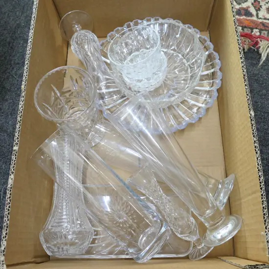 BOX LOT ASST. PRESSED GLASS