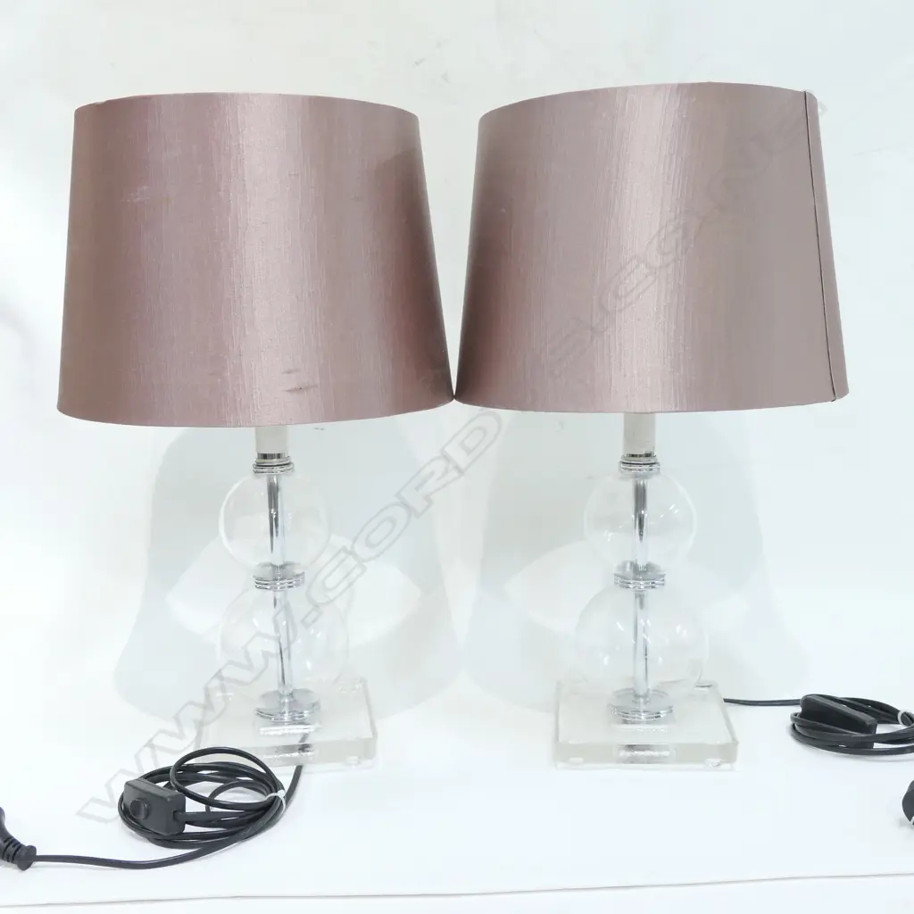 PAIR OF GLASS LAMPS 500MM H Image 1++
