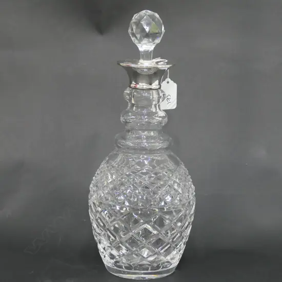 SILVER COLLARED CUT CRYSTAL DECANTER H. 305MM