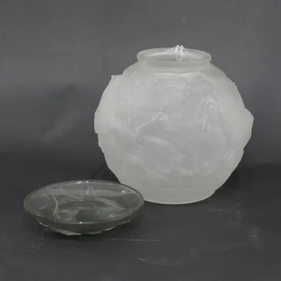 GLASS HORSE VASE 170MM H AND FISH DISH