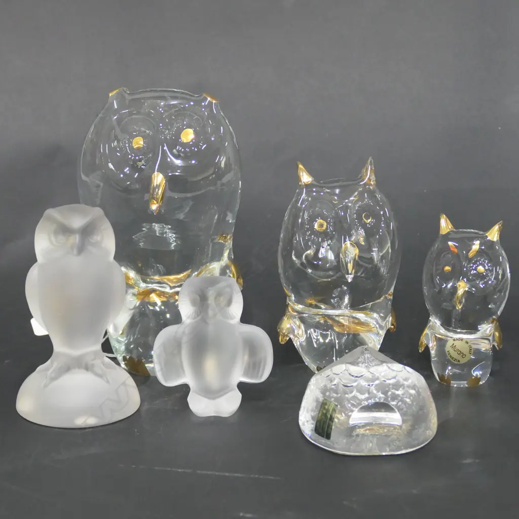 3 MURANO GLASS OWLS _ 3 OTHERS. LARGEST H. 165MM Image 1++