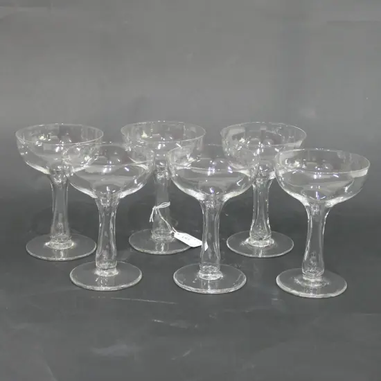 6 HOLLOW STEMMED GLASS CHAMPAGNE FLUTES 
