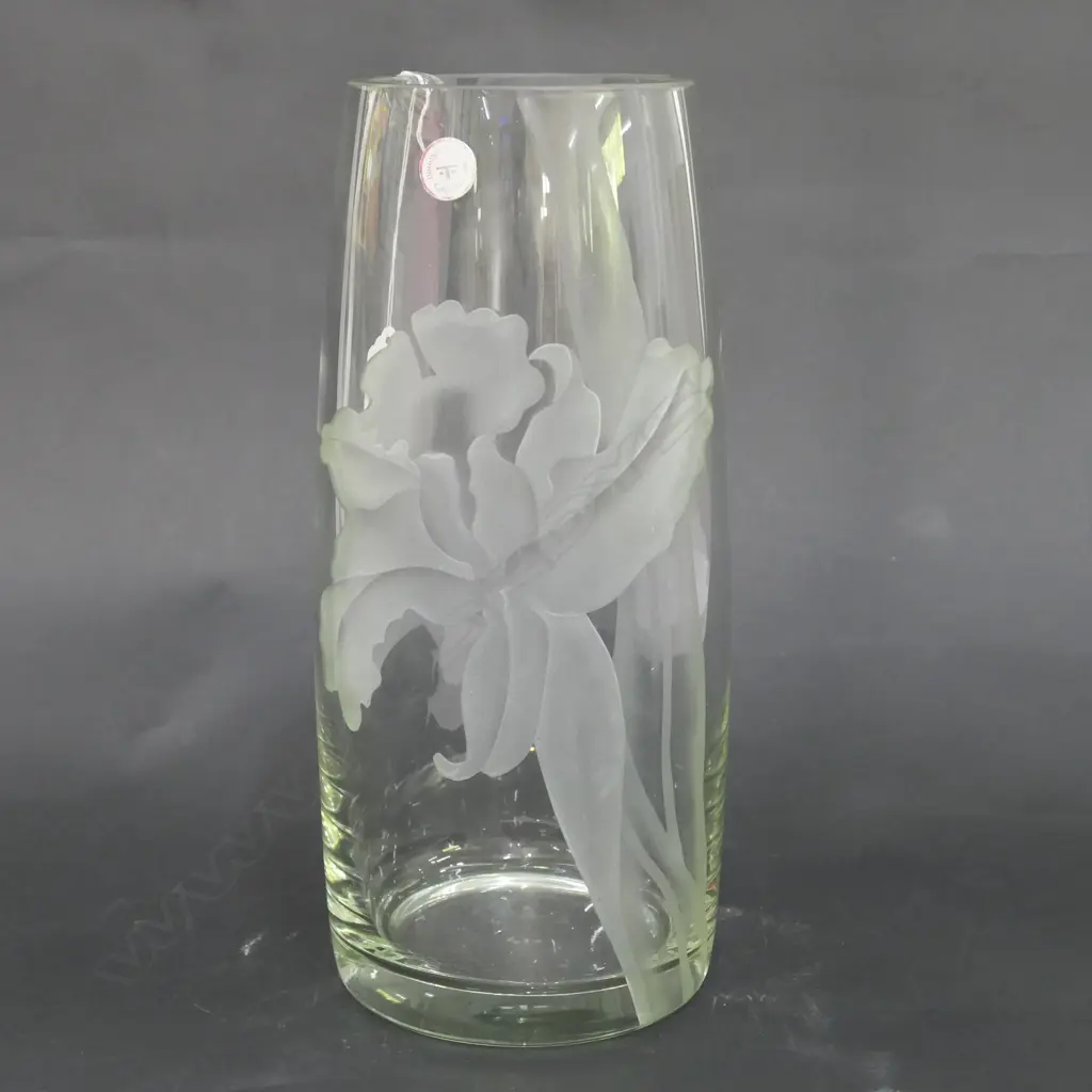 DOROTHY THORPE ETCHED FLORAL VASE H. 320MM Image 1++