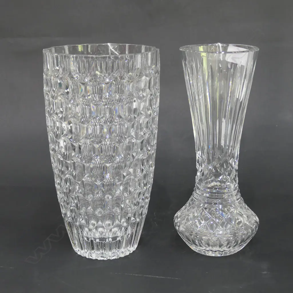 WATERFORD CRYSTAL VASE (H. 255MM) AND ANOTHER Image 1++