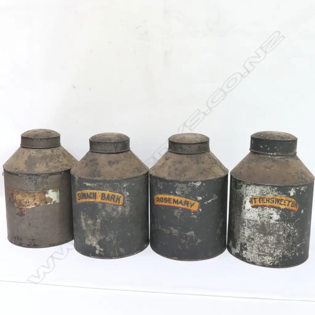 4 VINTAGE STORAGE TINS H. 260MM Image 1++