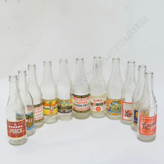 11 ASST. NZ SOFT-DRINK BOTTLES WITH ORGINAL LABELS