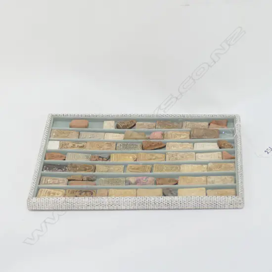 TRAY OF VINTAGE COLLECTABLE CLAY BUDDHA PLAQUES