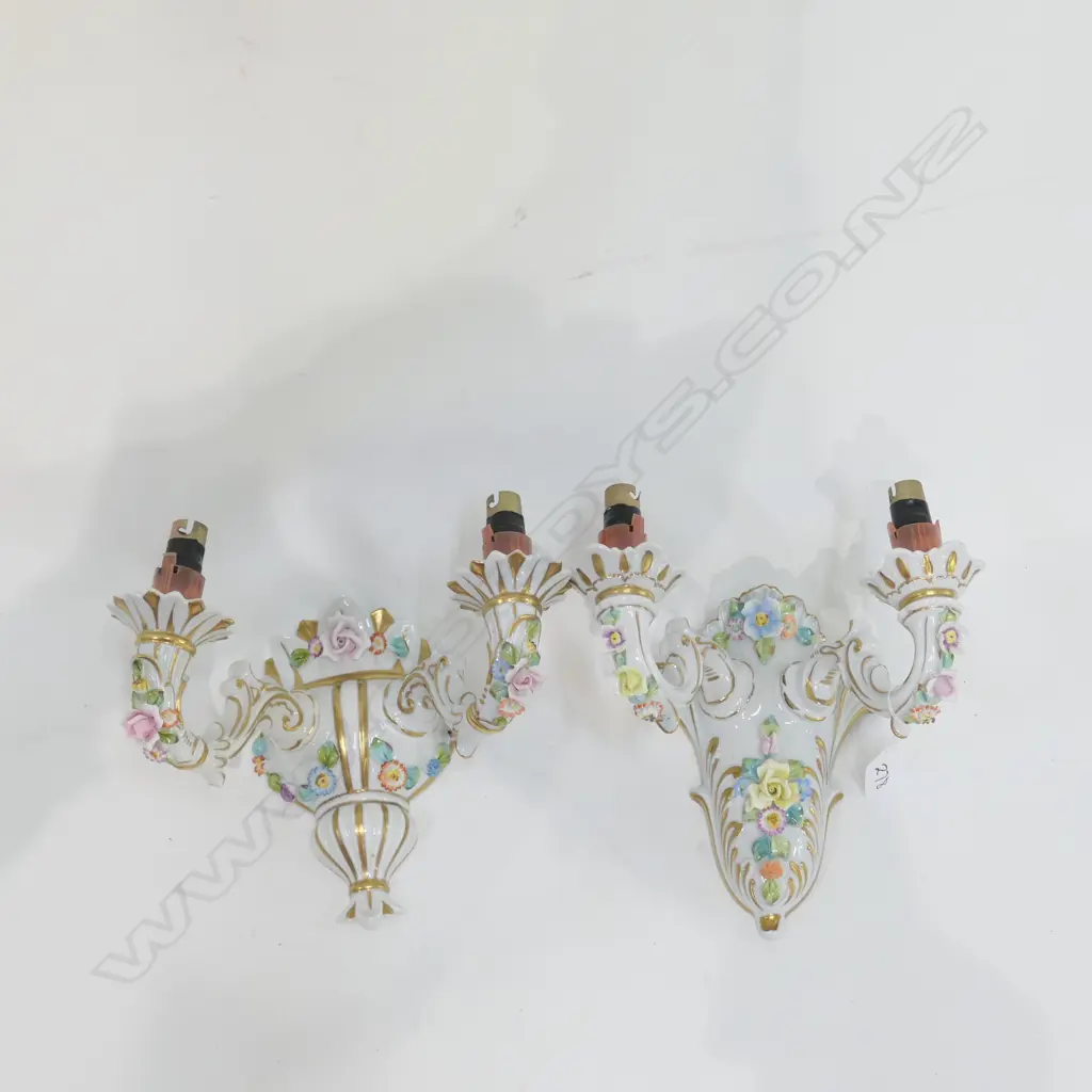 PR OF DRESDN STYLE ELECTRIC WALLSCONCES H 180 MM Image 1++