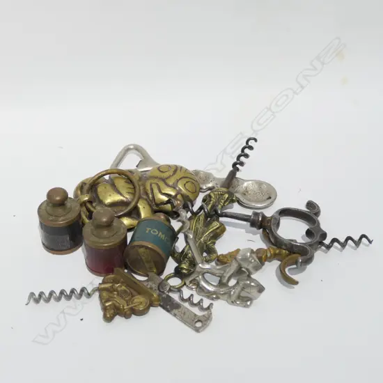LOT ASST CORKSCREWS INCL. MAORI CHIEF. WITH TIKI DOOR KNOCKER ETC