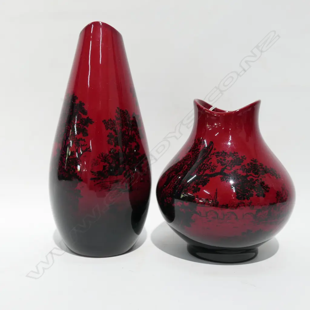 TWO DOULTON FLAMBE VASES - TALLEST H. 165MM Image 1++