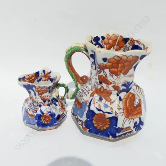 2 VICT. MASONS IRONSTONE IMARI JUGS (18134)