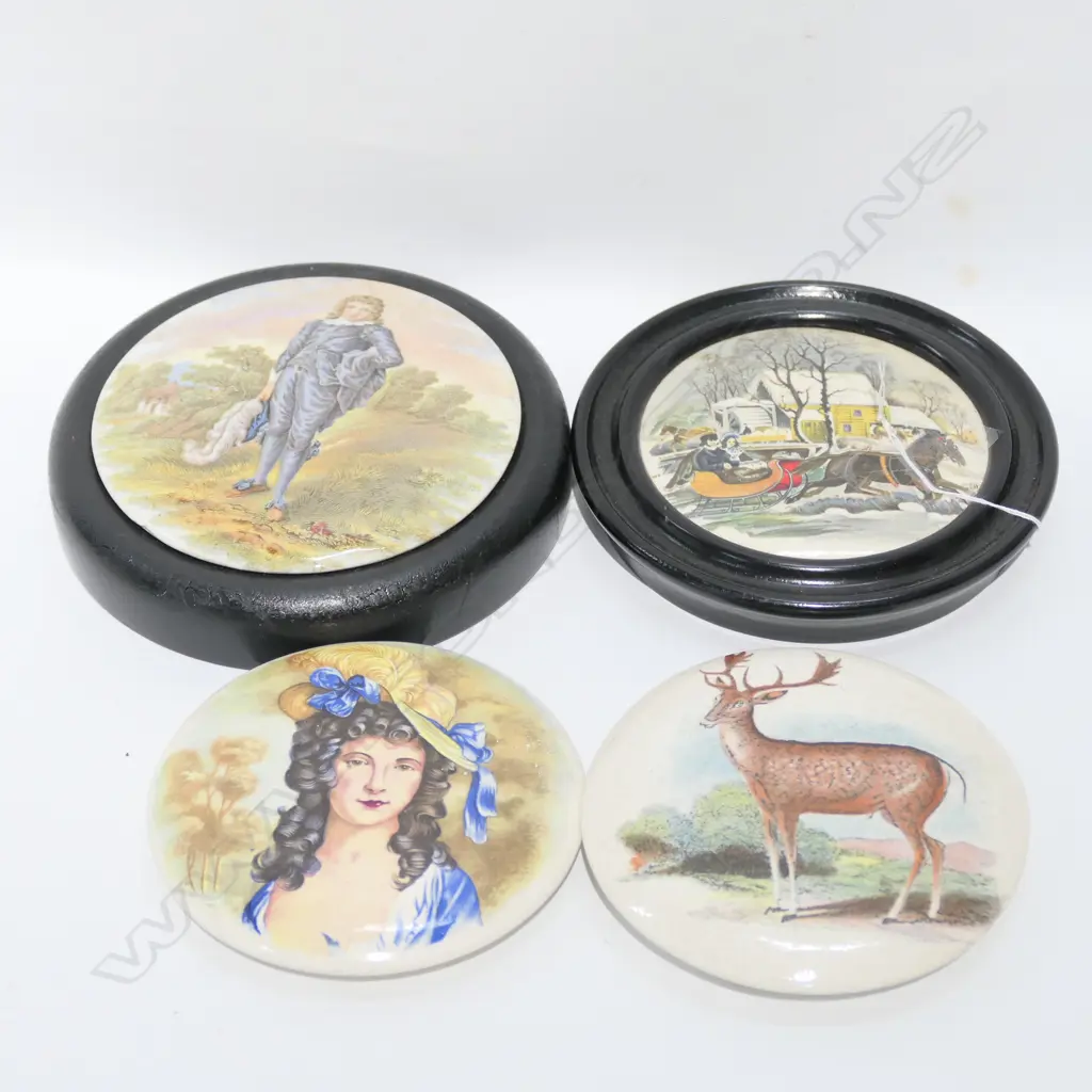 2 FRAMED + 2 UNFRAMED VICT POT LIDS Image 1++