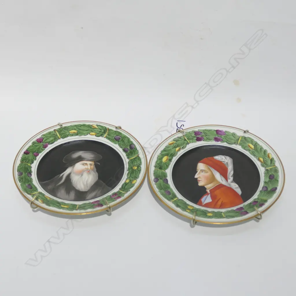 PR HAND PAINTED PORCELAIN PLATES - DA VINCI AND DANTE Image 1++