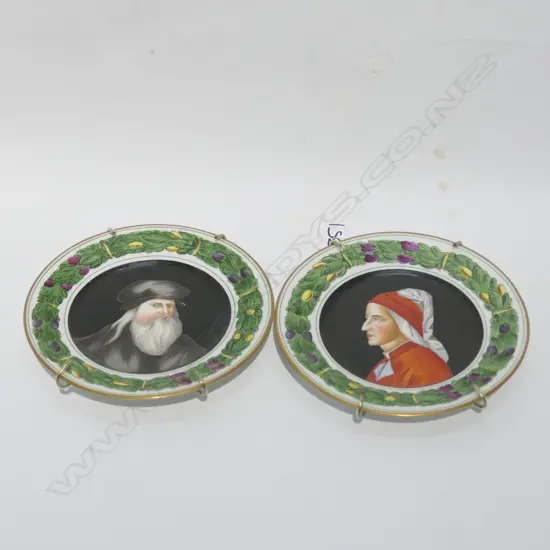 PR HAND PAINTED PORCELAIN PLATES - DA VINCI AND DANTE