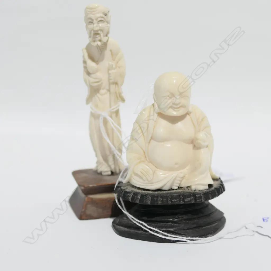 SMALL IVORY BUDDHA + SAGE FIGURE H80 MM Image 1++