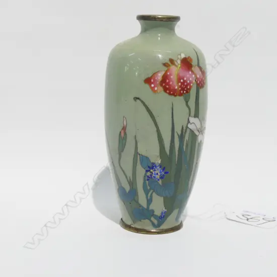 MEIJI CLOISONNE VASE H. 120MM - SOME SURFACE CRACKING