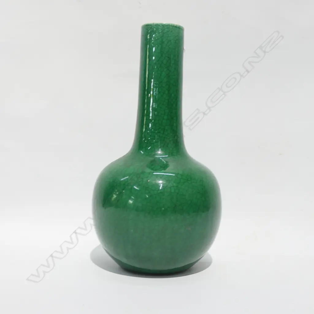 CHINESE KANGXI 4 CHARACTER GREEN GLAZE VASE  H 220 MM Image 1++