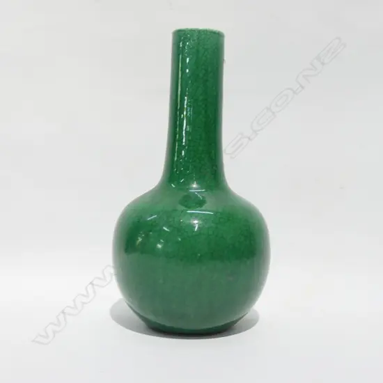 CHINESE KANGXI 4 CHARACTER GREEN GLAZE VASE  H 220 MM