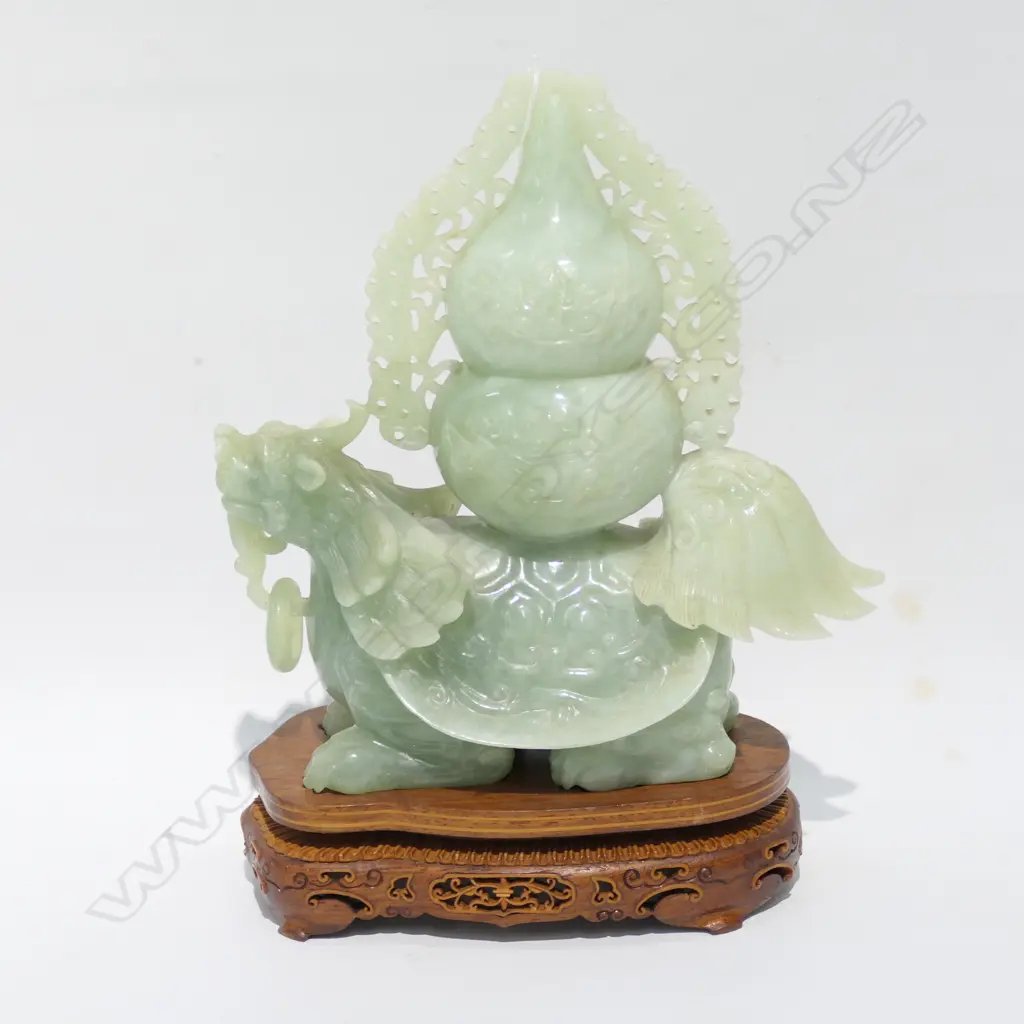 JADE DRAGON WITH COVER ON STAND H 230 MM Image 1++