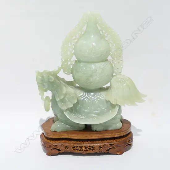 JADE DRAGON WITH COVER ON STAND H 230 MM