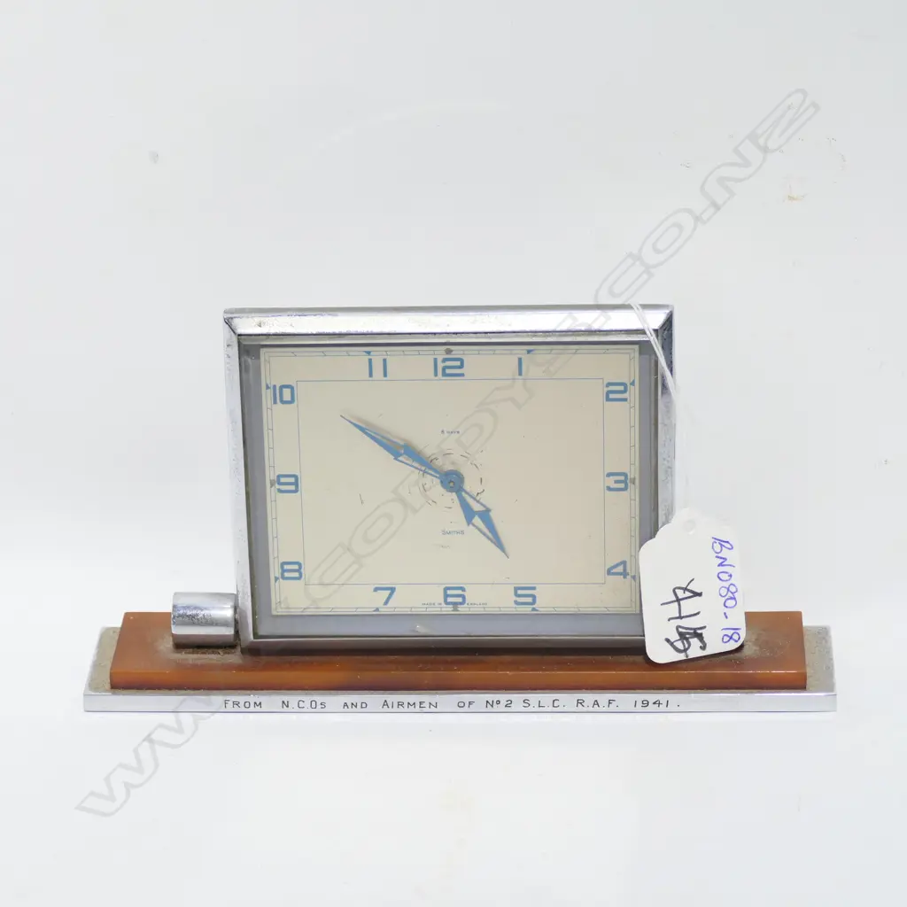 ART DECO SMITHS DESK CLOCK NZ WWII RAF ENGRAVED Image 1++