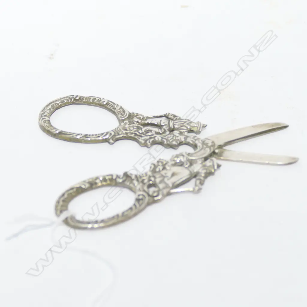 Early 20thC European silver dress makers scissors Image 1++