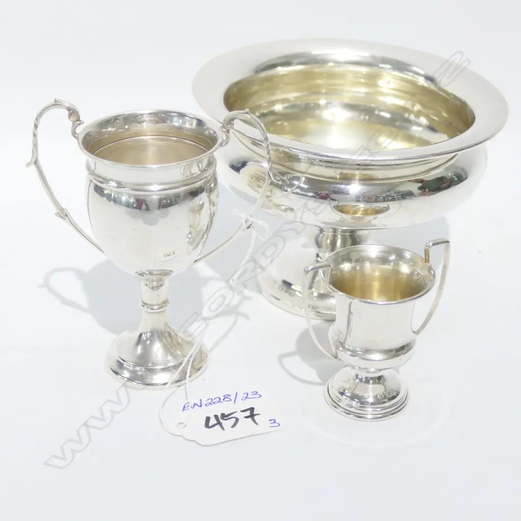 3 SILVER TROPHY CUPS 132gms Image 1++