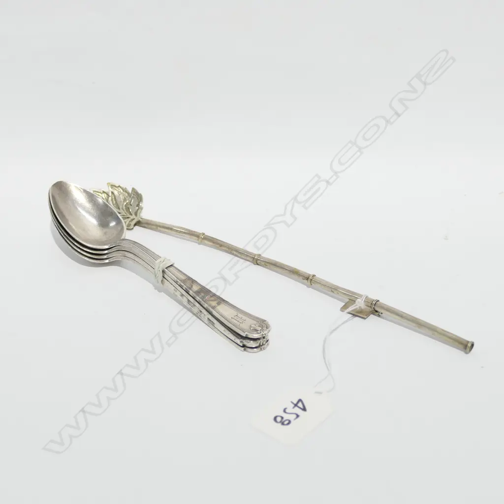 4 STERLING TEASPOONS + ANOTHER Image 1++