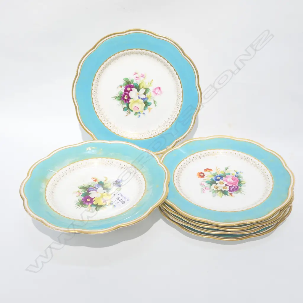 5 BLUE LATE 19TH CENT. PLATES 240MM DIA AND COMPORT AF Image 1++