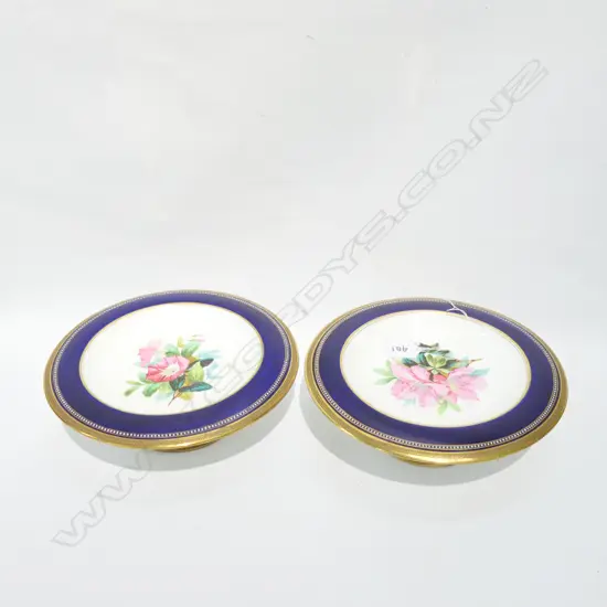 PAIR LATE 19TH CENT. FLORAL COMPORTS 250MM DIA