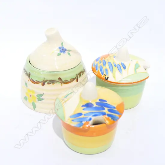 PR CLARICE CLIFF MUSTARDS WINDBELLS(?) + ANOTHER CLARICE CLIFF A/F