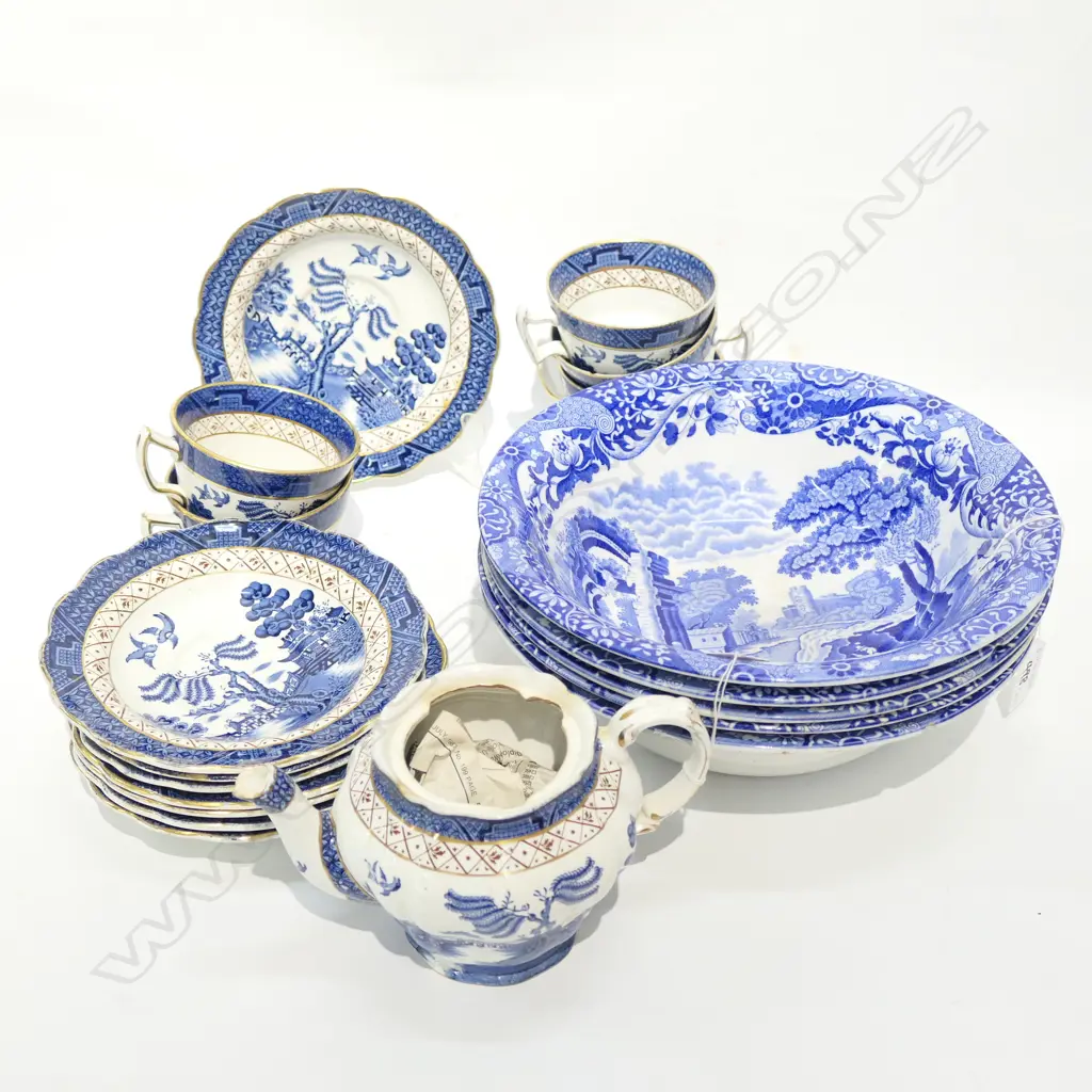 5 COPLAND SPODE ITALIAN BOWLS + BOOTHS WILLOW PATTERN TEA SERVICE A/.F Image 1++