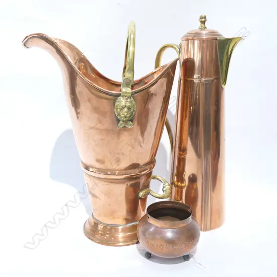 4 PCS COPPERWARE - EWER / SINGLE SERVE WHISKEY TODDY ETC