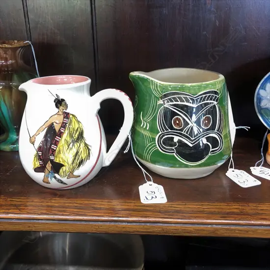 MARTIN BOYD MAORI WARRIOR POTTERY JUG + AUST. POTTERY JUG