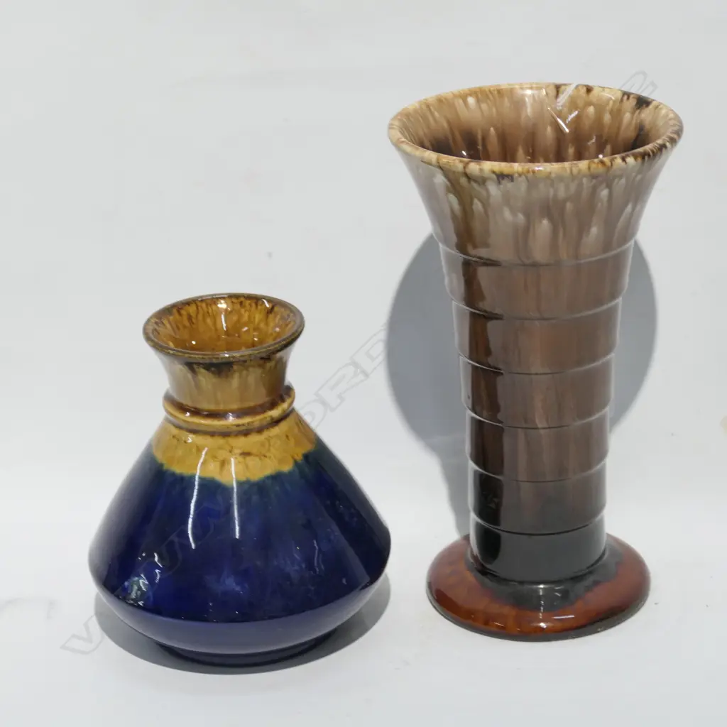 TWO MASHMAN BROS POTTERY VASES - LARGEST H. 200MM Image 1++