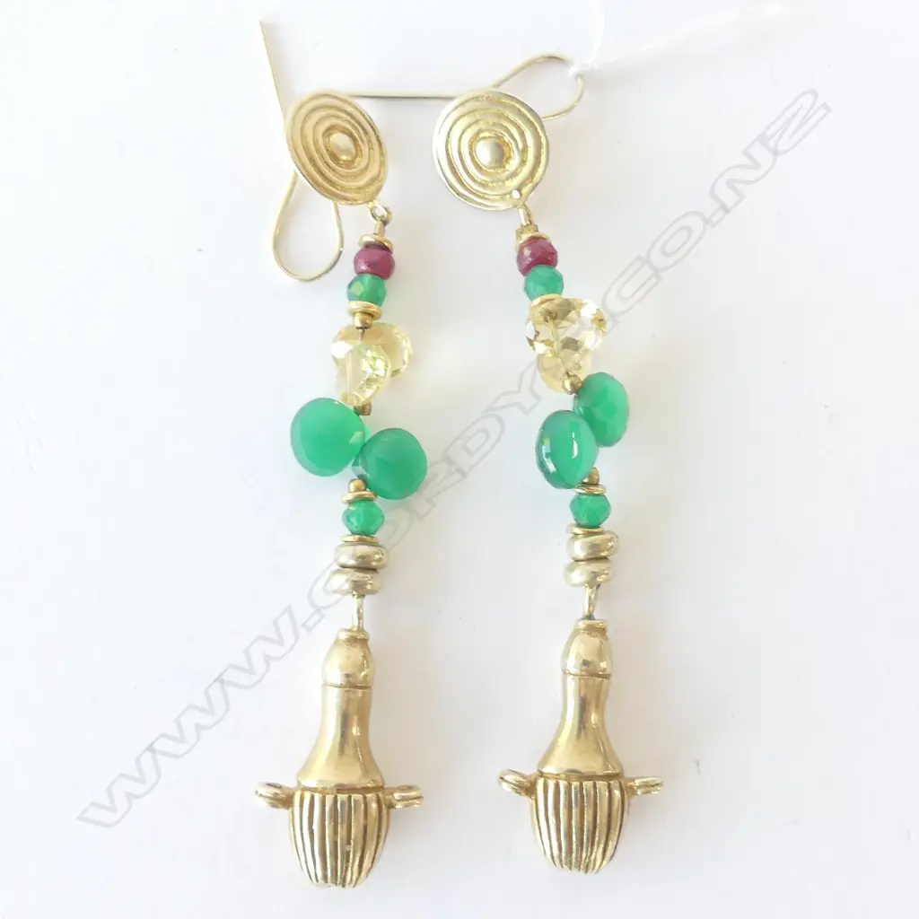 SILVER GILT EMERALD AND RUBY EARRINGS Image 1++